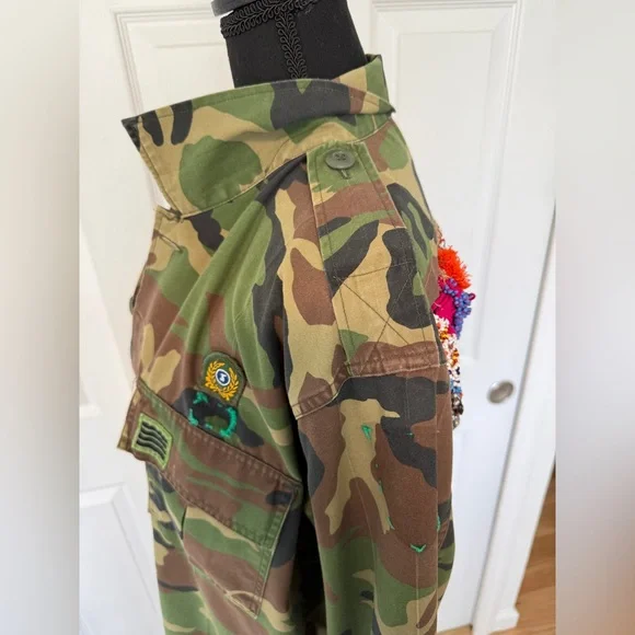 Free People Tricia Fix Camo with Colorful Embroidered Back - Picture 12 of 16